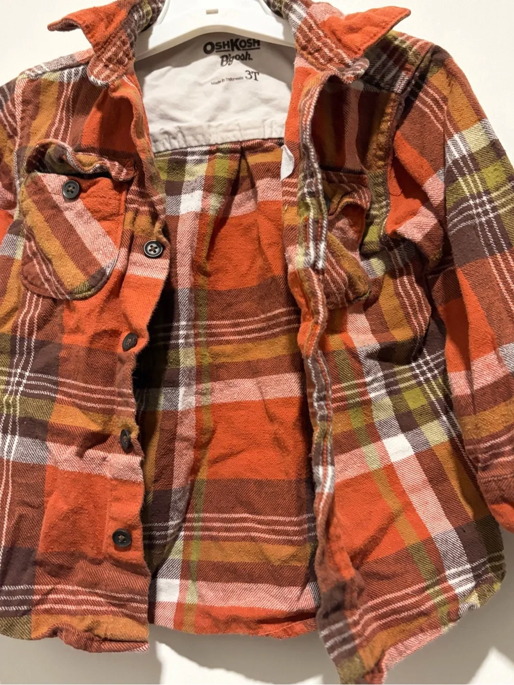 OshKosh B'gosh Orange Plaid Button-Down Shirt with Chest Pocket